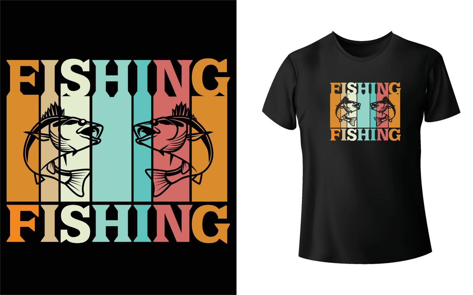 design de camiseta de pesca vetor