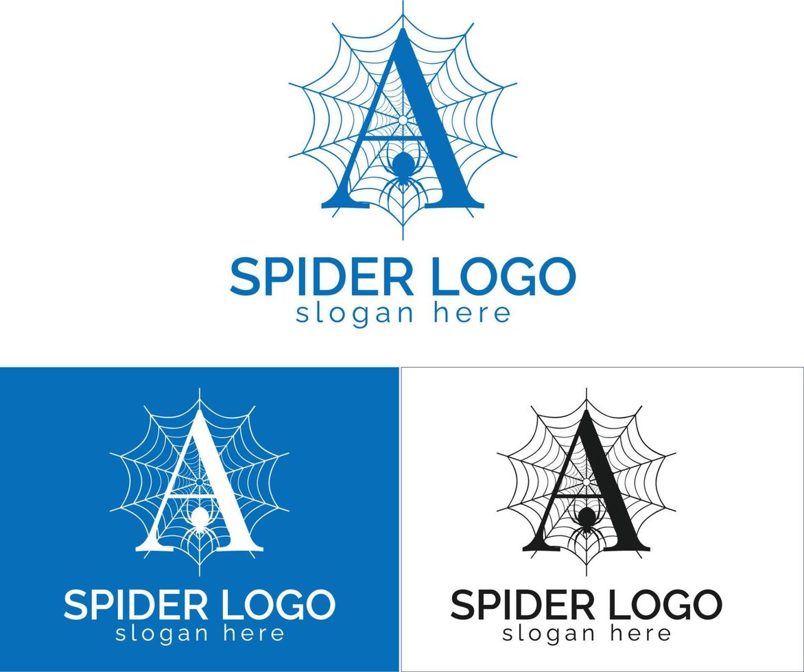 carta um modelo de vetor de design de logotipo de teia de aranha
