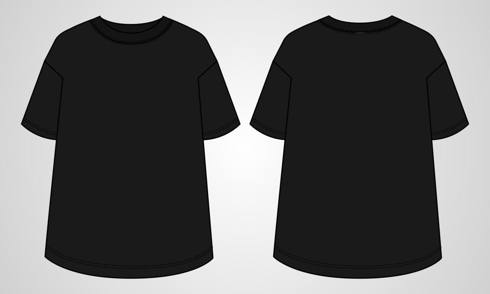 camiseta de manga curta tops modelo de ilustração vetorial de flats de moda técnica para senhoras vetor
