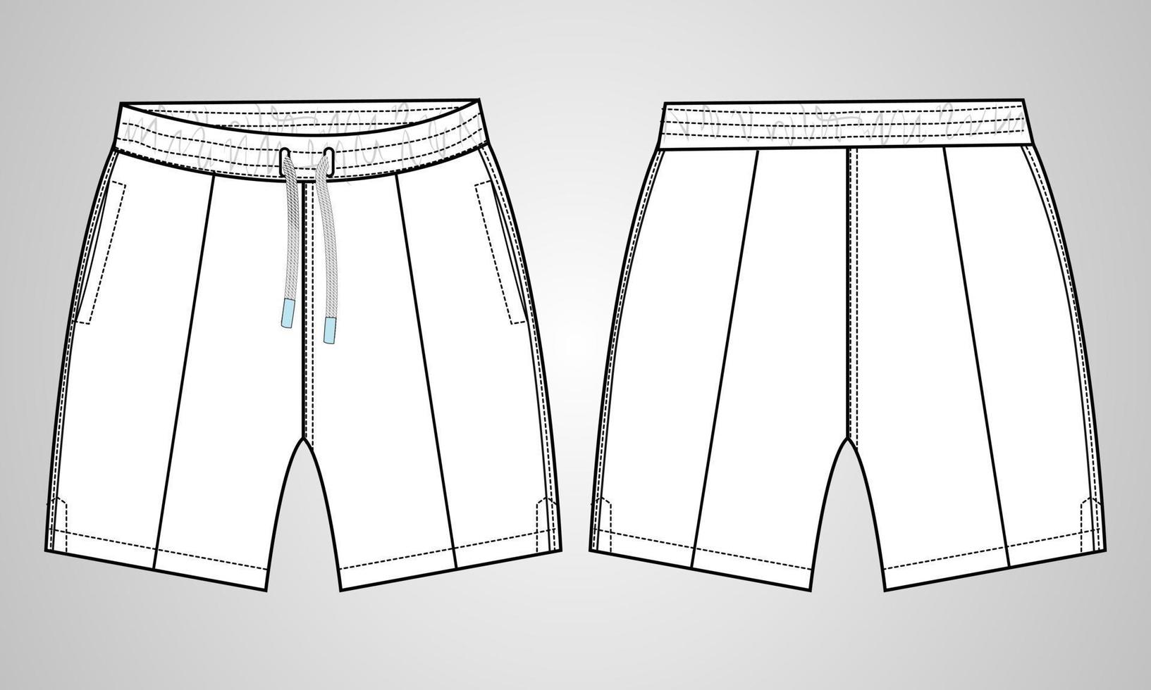 calções calças modelo de ilustração vetorial de desenho plano de moda técnica vetor