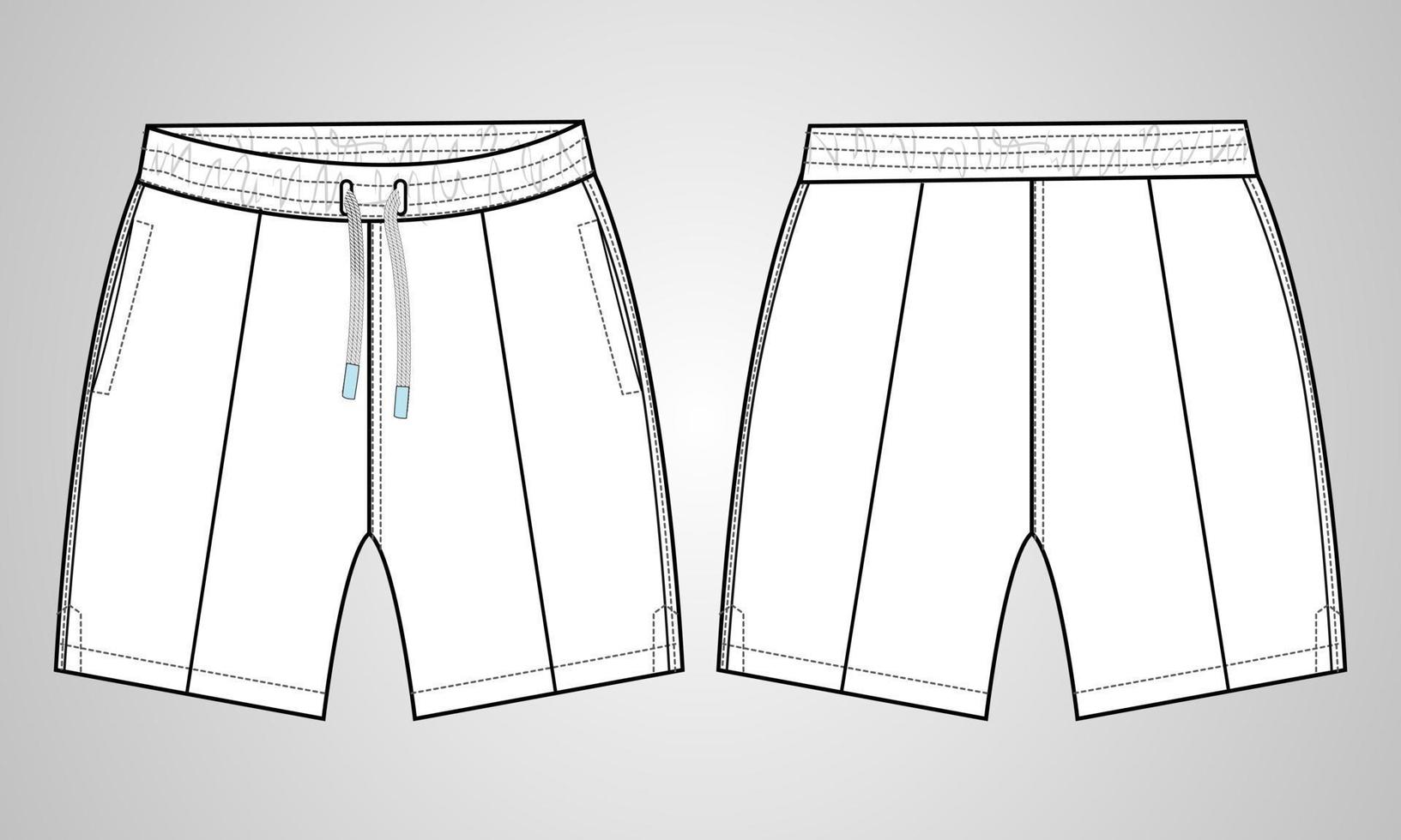 calções calças modelo de ilustração vetorial de desenho plano de moda técnica vetor