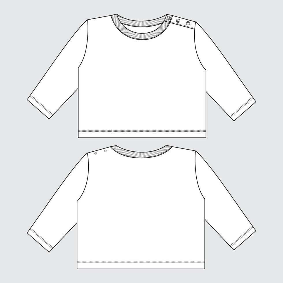 camiseta de manga longa tops modelo de ilustração vetorial para crianças. vetor