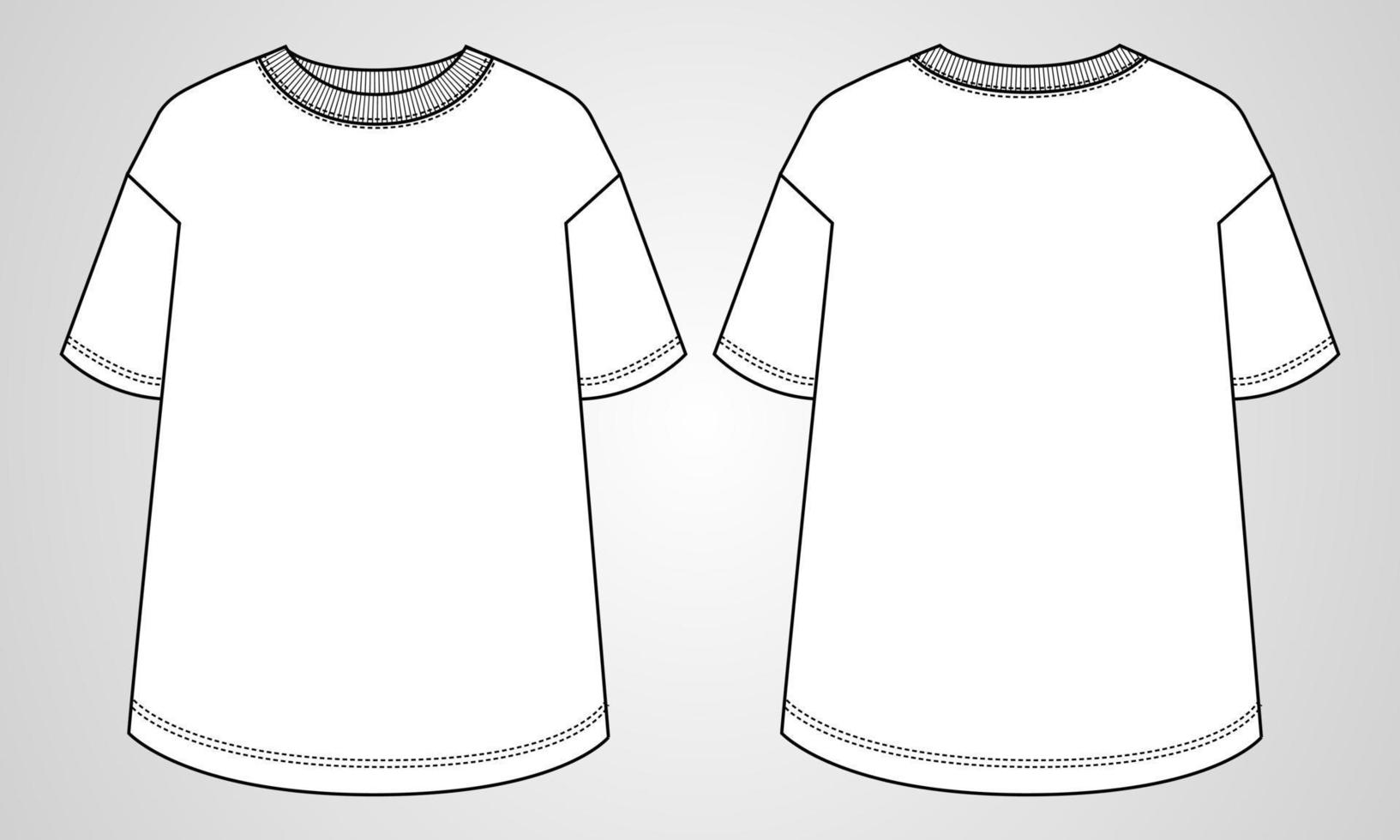 camiseta de manga curta tops modelo de ilustração vetorial de flats de moda técnica para senhoras vetor