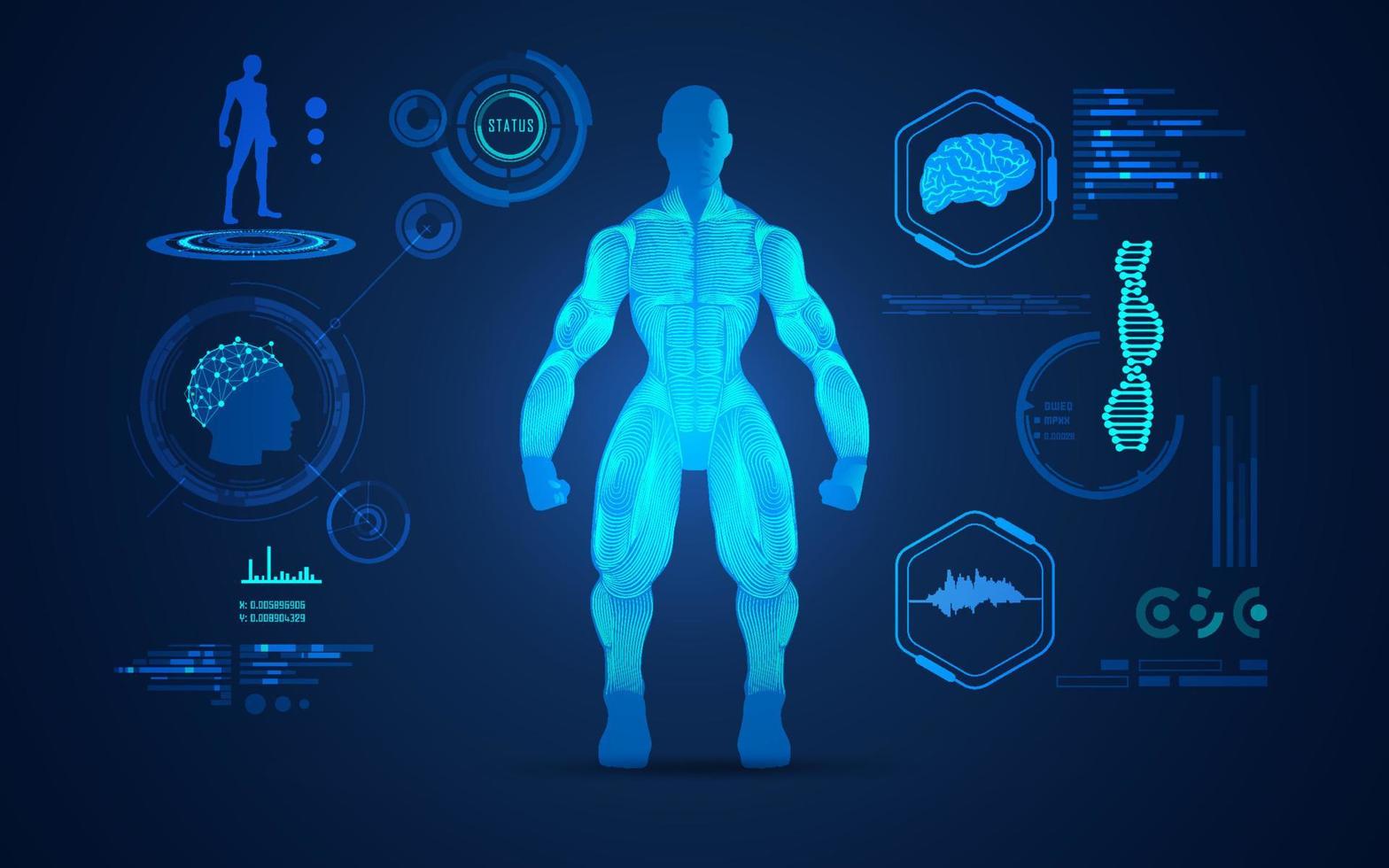 diagrama de homem musculoso vetor