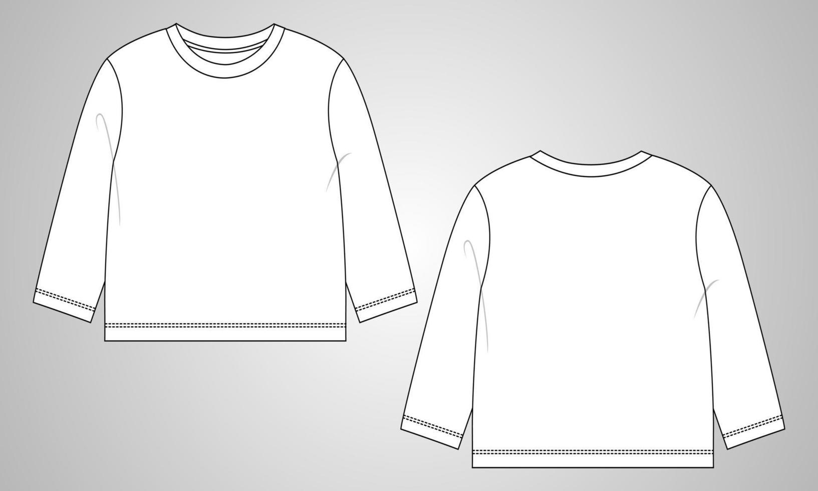 camiseta de manga longa tops modelo de ilustração vetorial para crianças. vetor