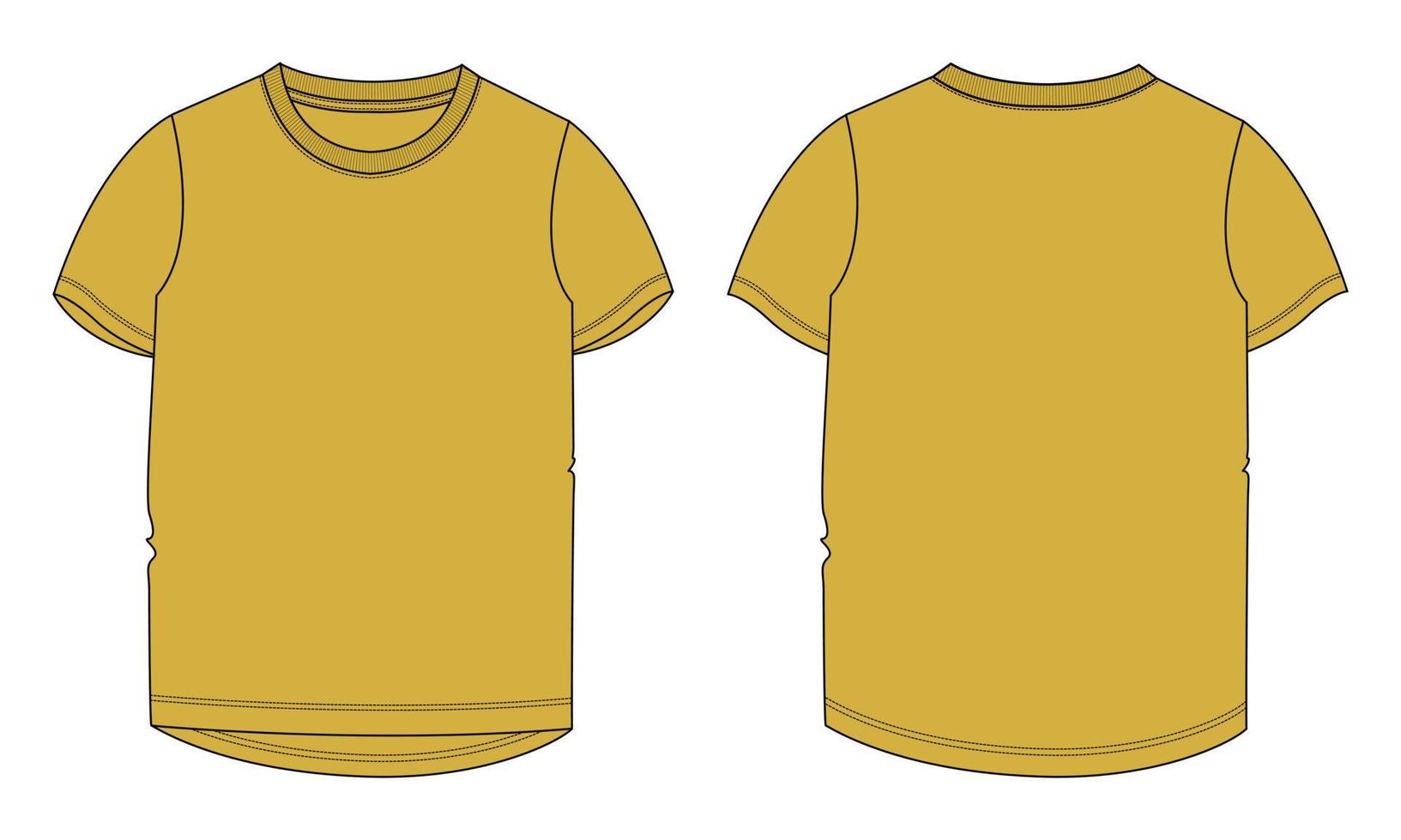 camiseta de manga curta tops modelo de ilustração vetorial de flats de moda técnica para senhoras vetor