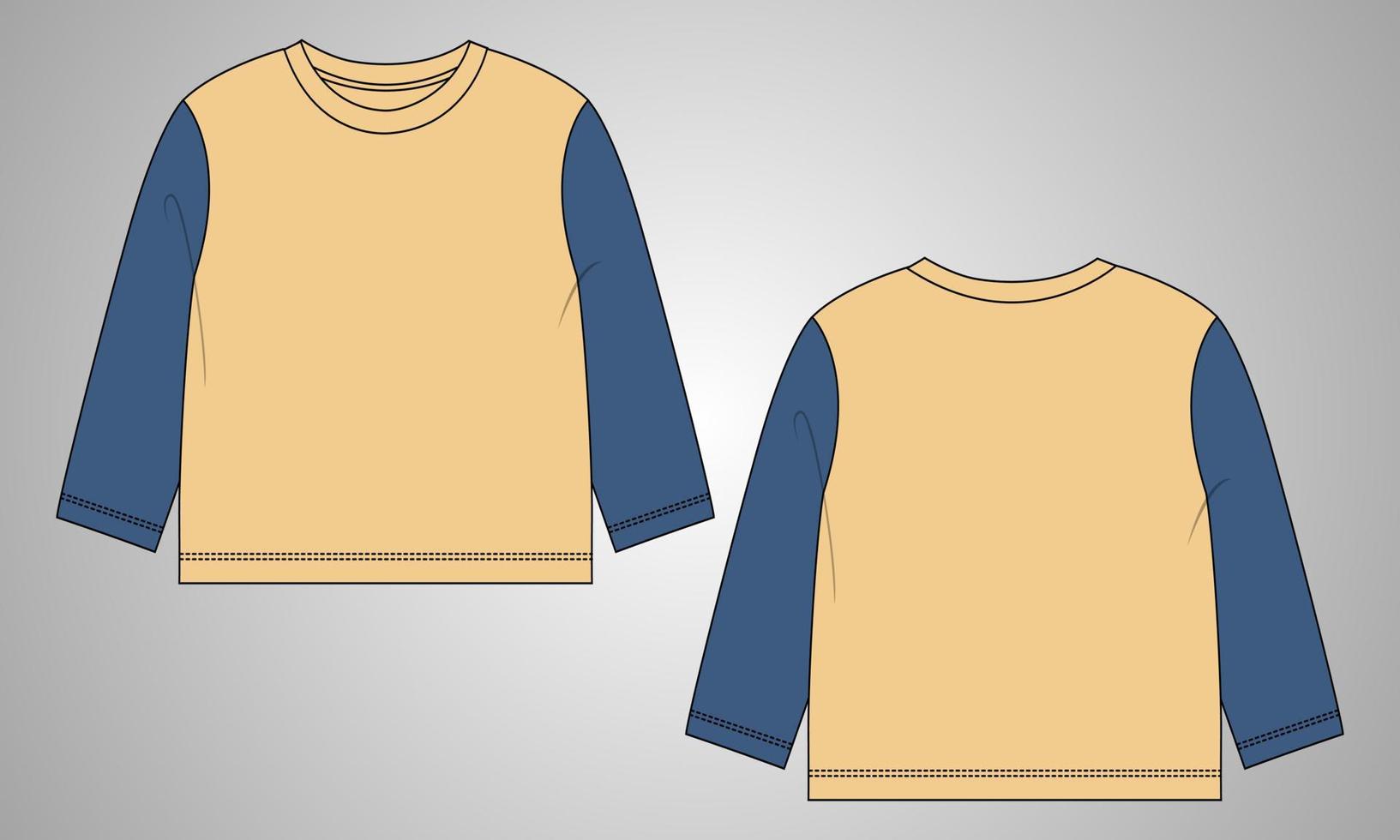 modelo de ilustração vetorial de tops de camiseta de manga longa para crianças vetor