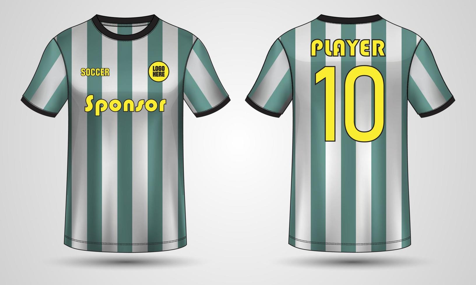 t-shirt esporte jersey design ilustração vetorial modelo vista frontal e traseira, camisa de futebol simulada para clube de futebol e outros. vetor