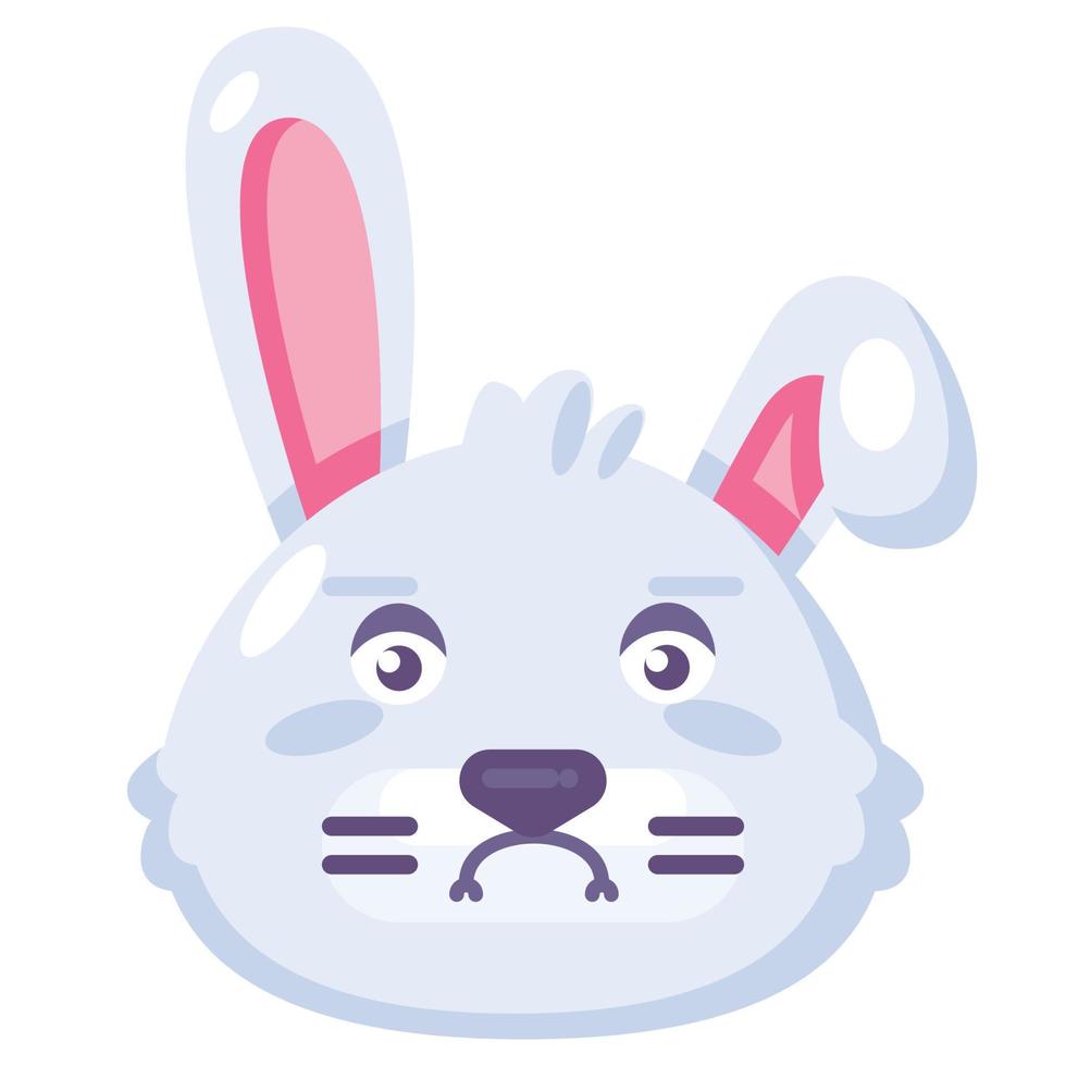 expressão de tristeza de coelho vetor de emoji facial fofo