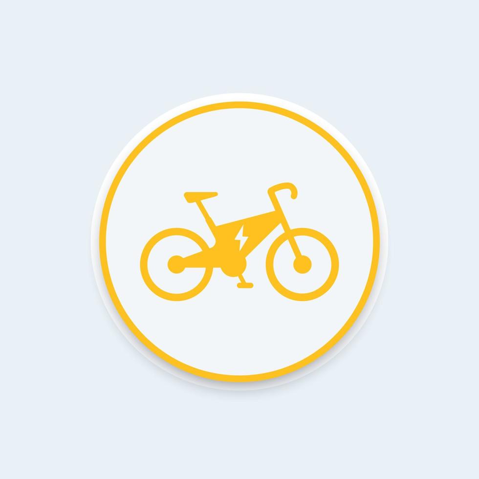 ícone de bicicleta elétrica, transporte ecológico da cidade, sinal de bicicleta elétrica, ícone redondo, ilustração vetorial vetor