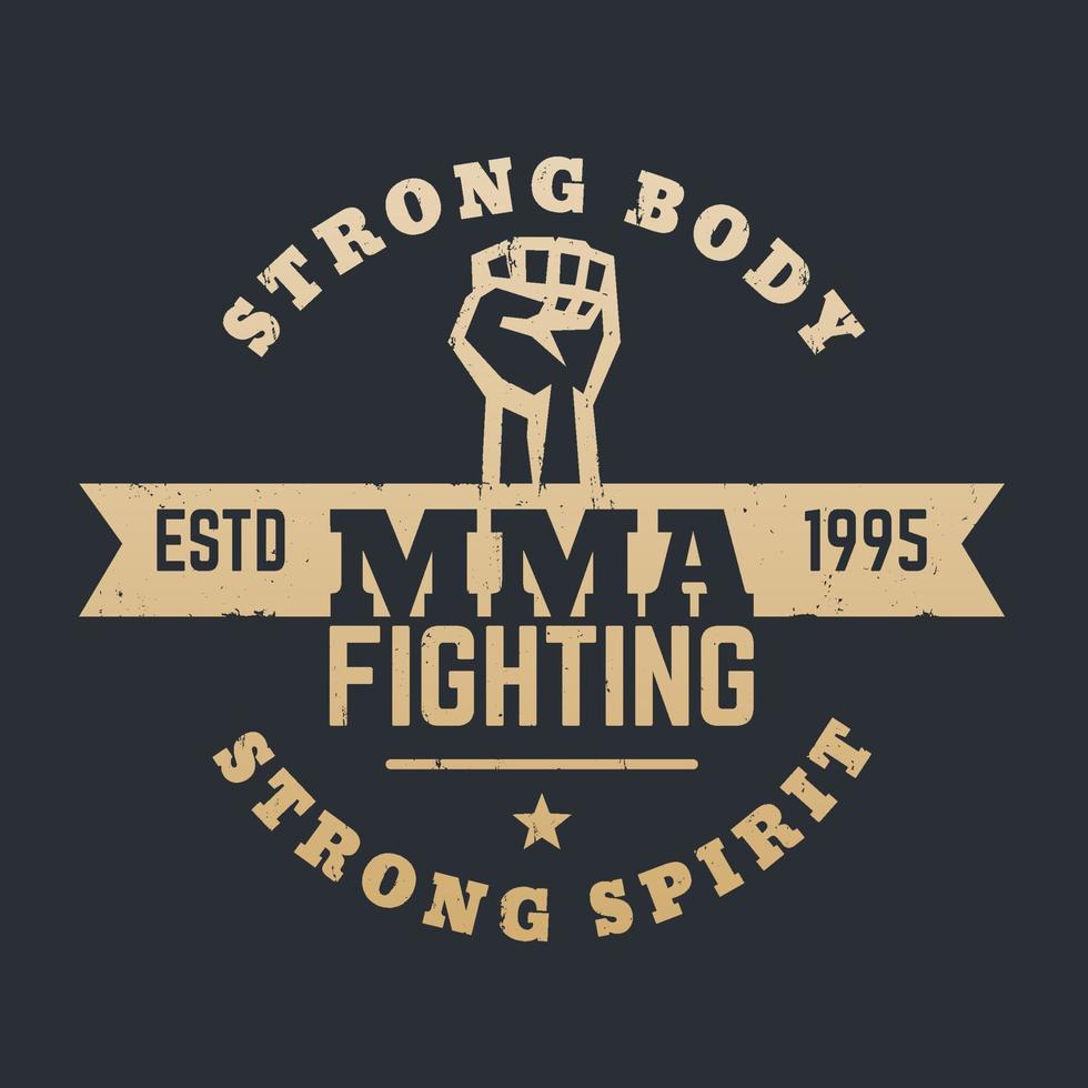 logotipo de luta MMA, emblema, ouro em preto, ilustração vetorial vetor
