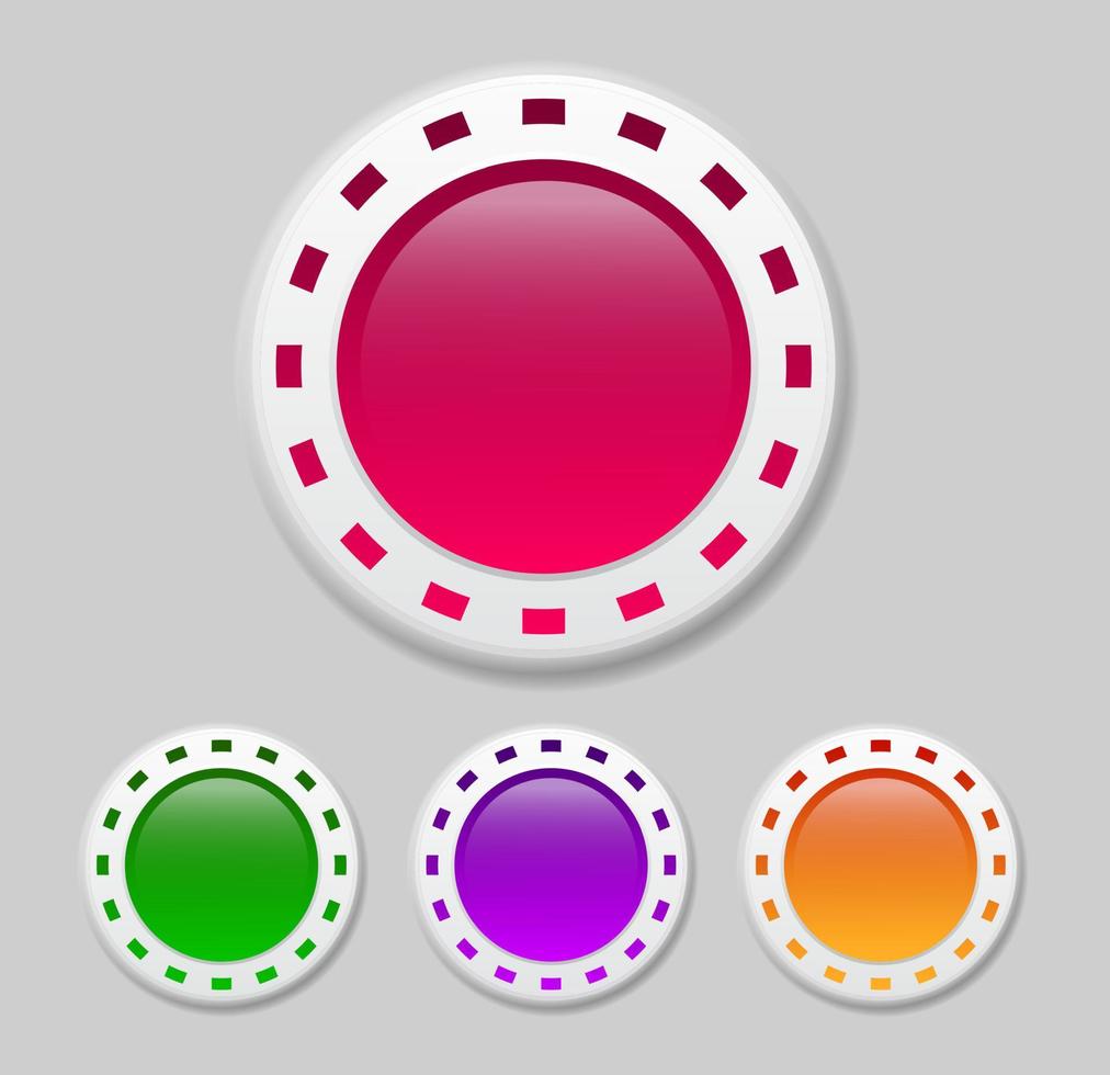 conjunto de botões de círculo de vidro brilhante colorido para ícones vetor