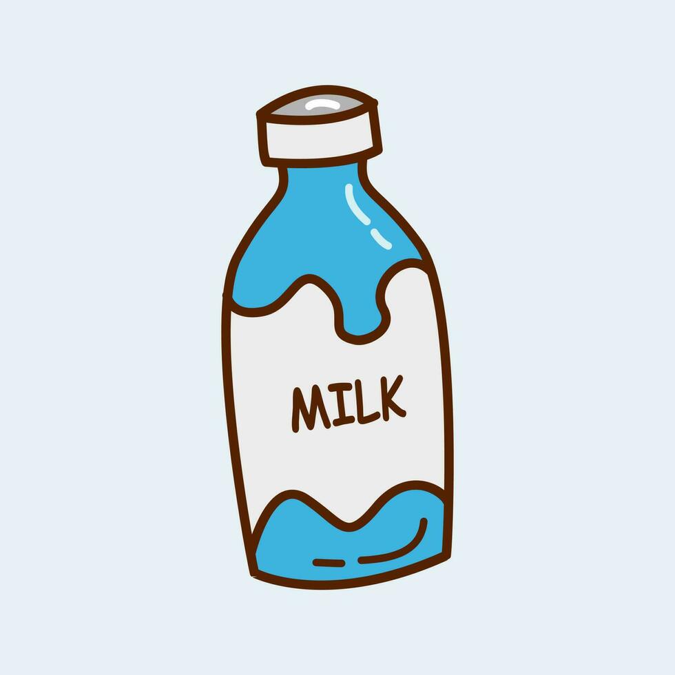 ilustração vetorial de doodle de garrafa de leite de vaca vetor