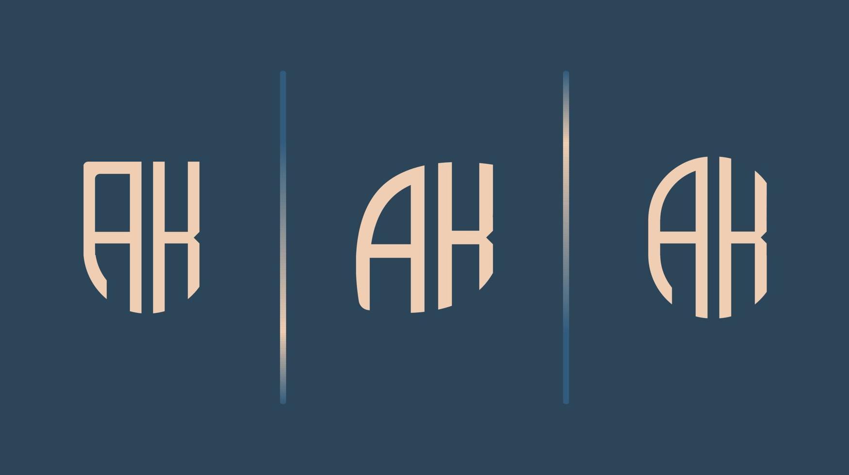 letras iniciais criativas ak pacote de designs de logotipo. vetor