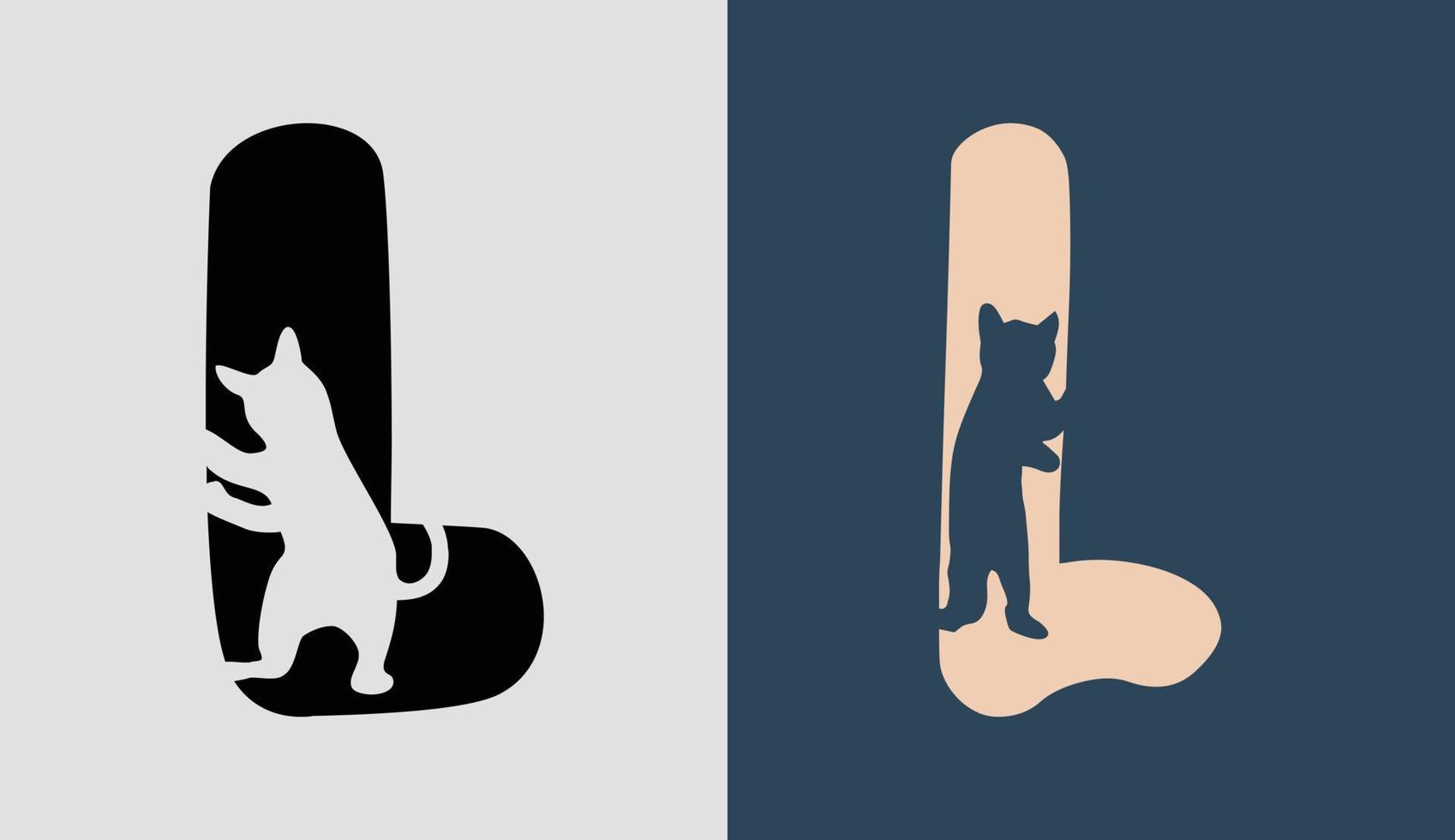 letras iniciais l pacote de designs de logotipo de gato. vetor