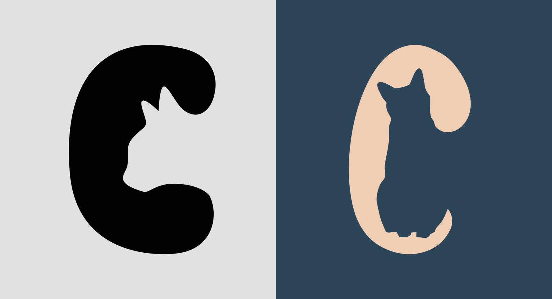 letras iniciais c pacote de designs de logotipo de gato. vetor