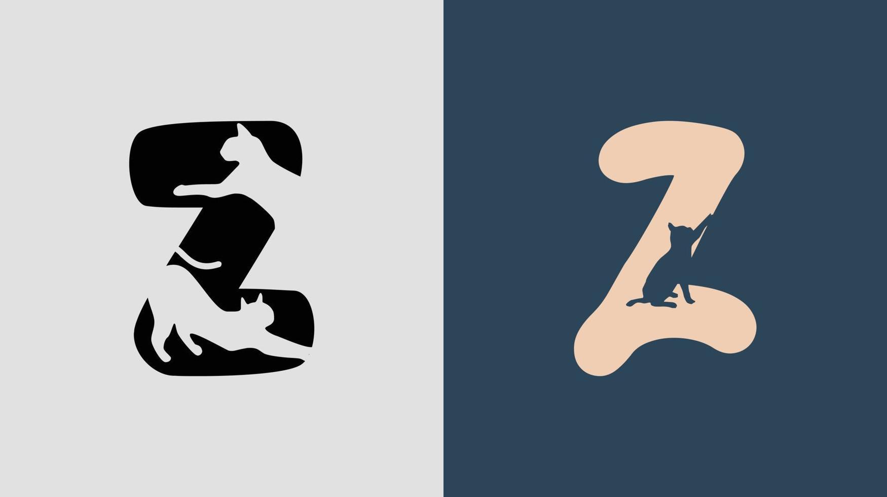 letras iniciais z cat logo designs pacote. vetor