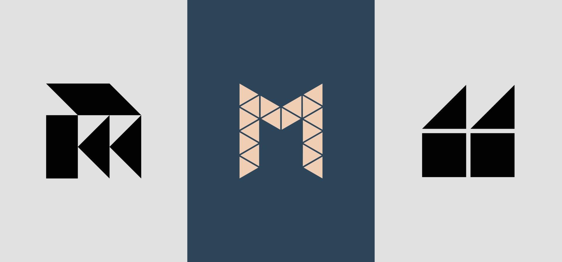 pacote inicial de designs de logotipo de monograma quadrado m. vetor