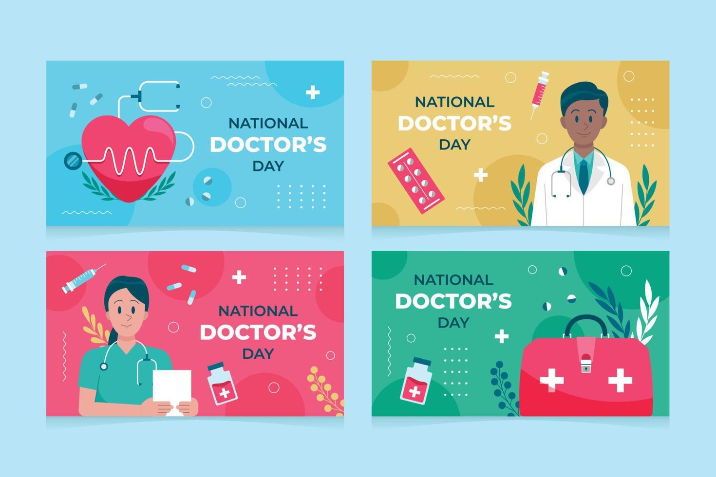coleção de cartão do dia nacional do médico vetor