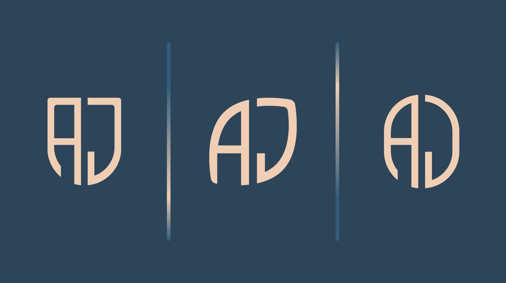 letras iniciais criativas aj pacote de designs de logotipo. vetor