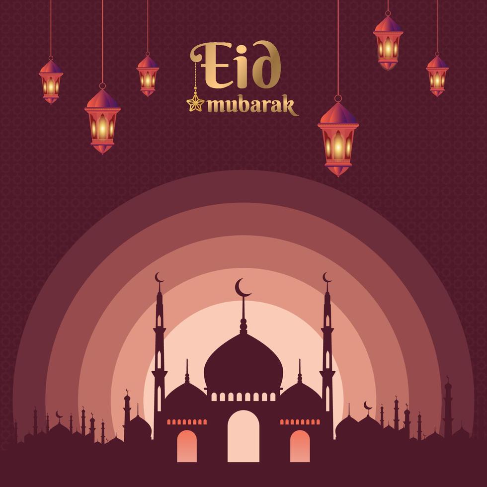 eid mubarak. anúncios criativos para mídias sociais, banner, pôster, design de modelo de cartão de saudação vetor