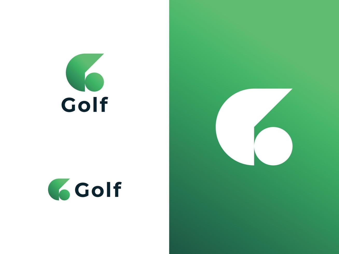 letra g com conceito de design de logotipo de ícone de bola de golfe e bastão pro vector