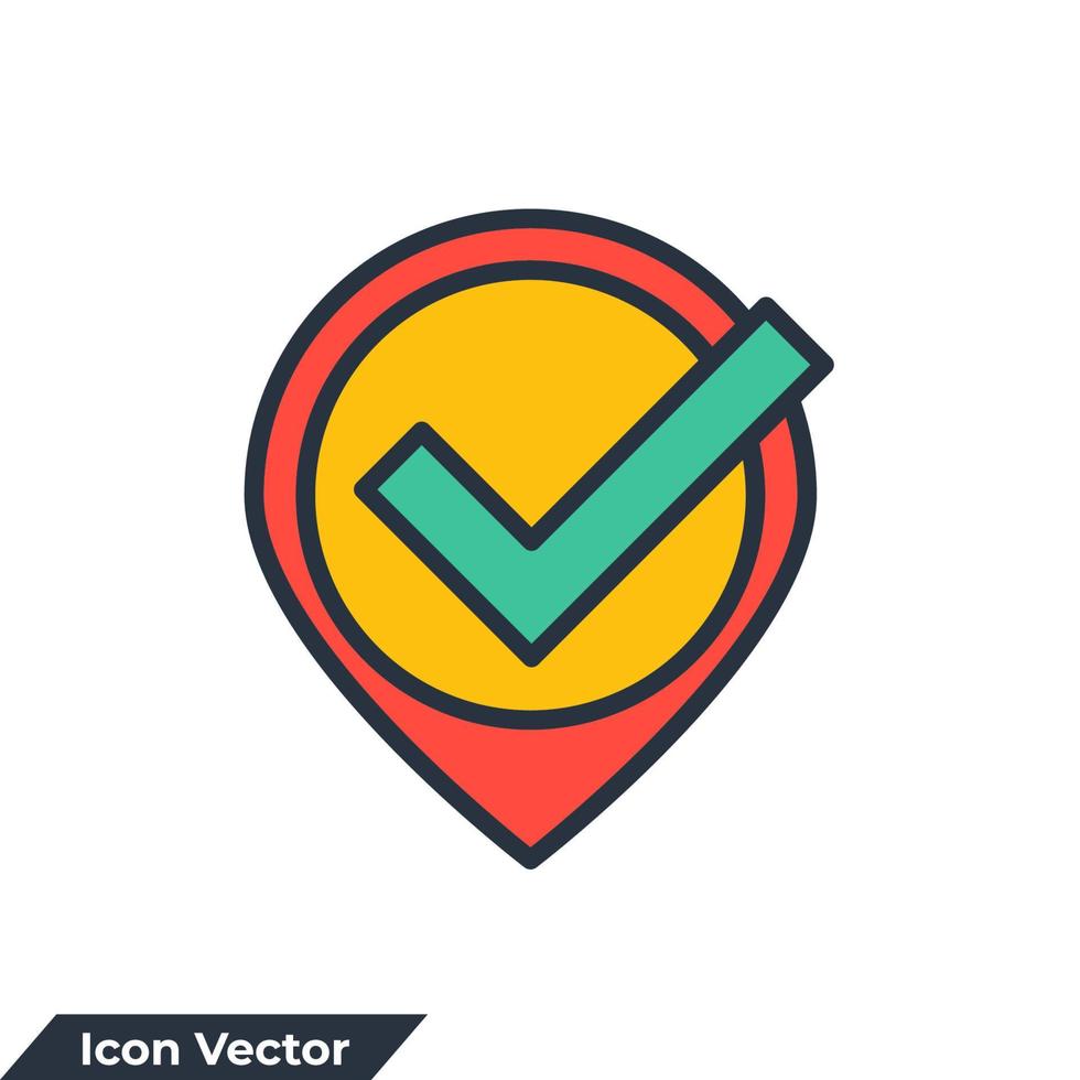 verifique a ilustração em vetor logotipo ícone ponto. ícone de localização e modelo de símbolo aprovado para coleção de design gráfico e web