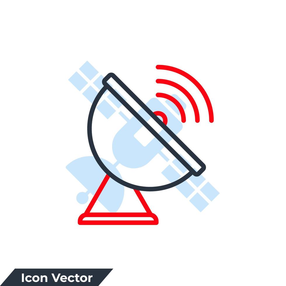 ilustração em vetor satélite ícone logotipo. modelo de símbolo de antena para coleção de design gráfico e web