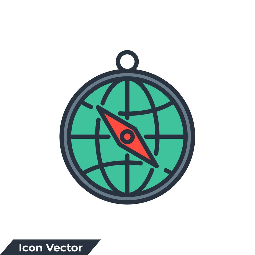 ilustração em vetor logotipo ícone bússola. modelo de símbolo de bússola globo para coleção de design gráfico e web