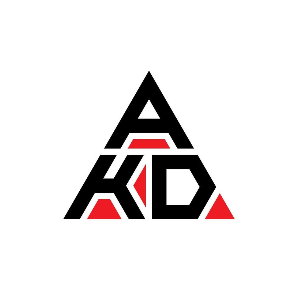 design de logotipo de letra de triângulo akd com forma de triângulo. monograma de design de logotipo de triângulo akd. modelo de logotipo de vetor de triângulo akd com cor vermelha. logotipo triangular akd logotipo simples, elegante e luxuoso.