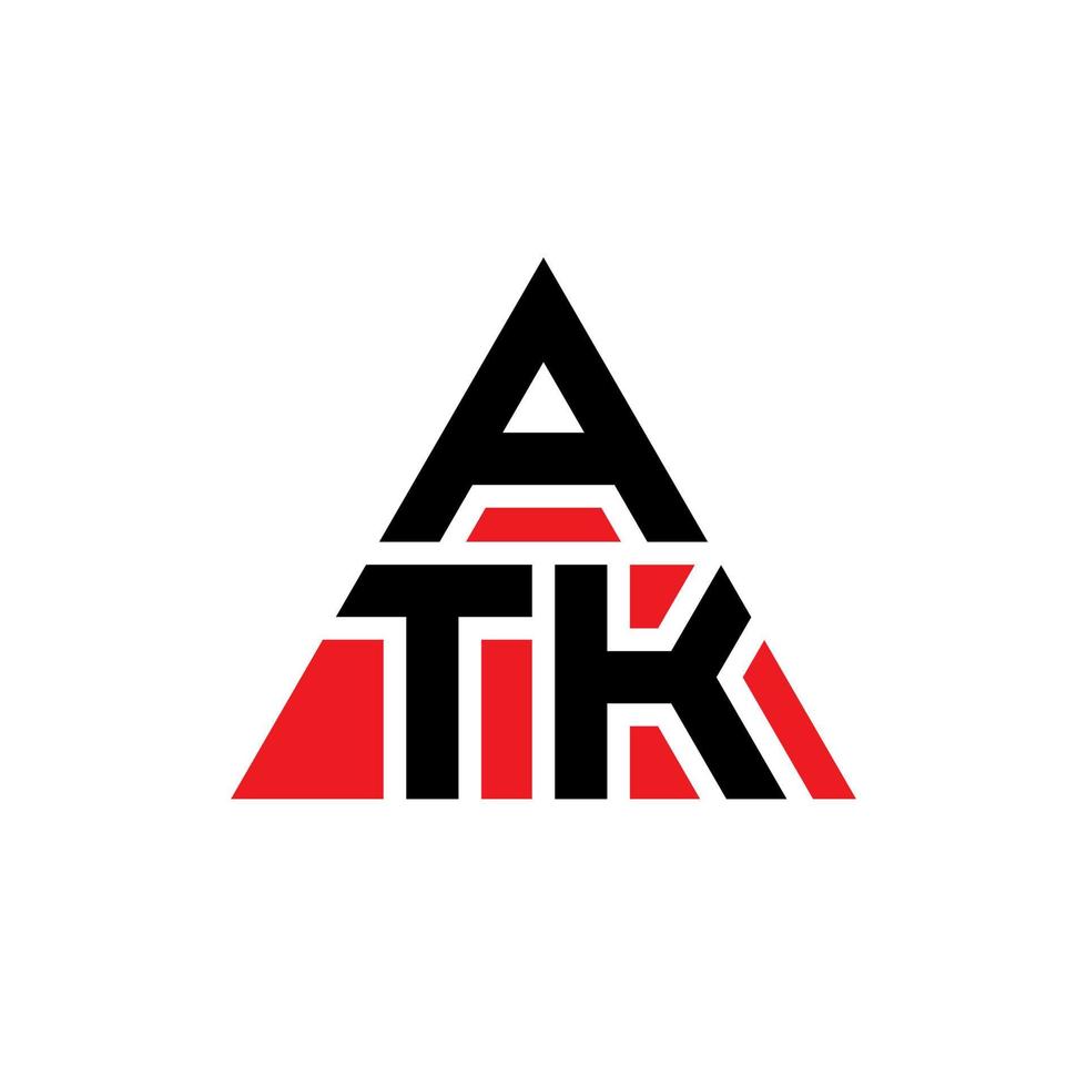 design de logotipo de carta triângulo atk com forma de triângulo. monograma de design de logotipo de triângulo atk. modelo de logotipo de vetor atk triângulo com cor vermelha. logotipo triangular atk logotipo simples, elegante e luxuoso.
