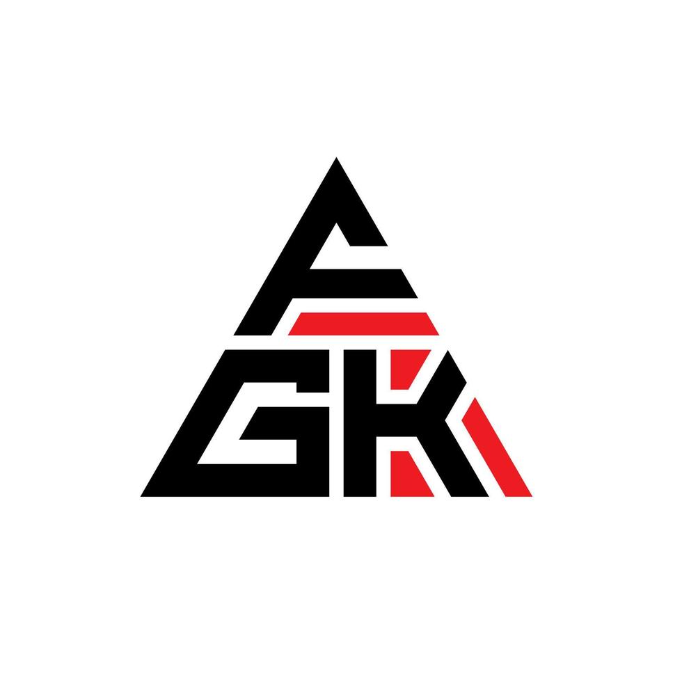 design de logotipo de letra triângulo fgk com forma de triângulo. monograma de design de logotipo de triângulo fgk. modelo de logotipo de vetor fgk triângulo com cor vermelha. logotipo triangular fgk logotipo simples, elegante e luxuoso.