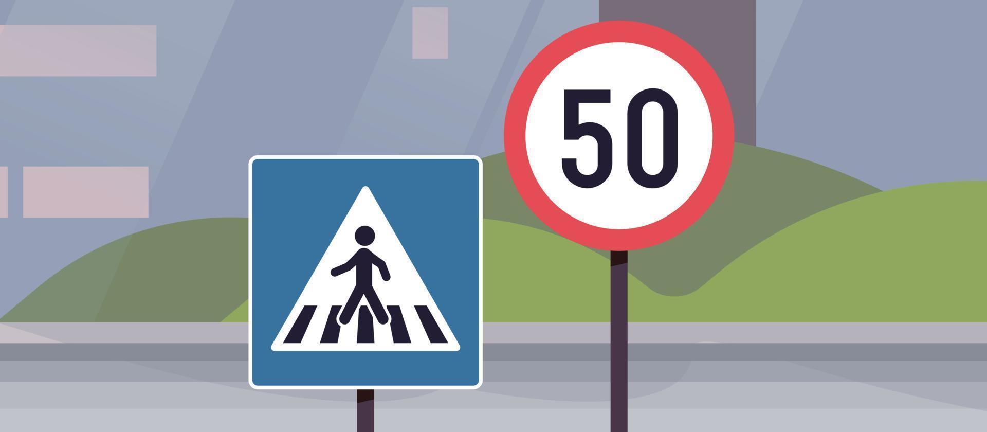 sinais de trânsito na estrada da cidade e ilustração em vetor plano conceito simples de transporte.