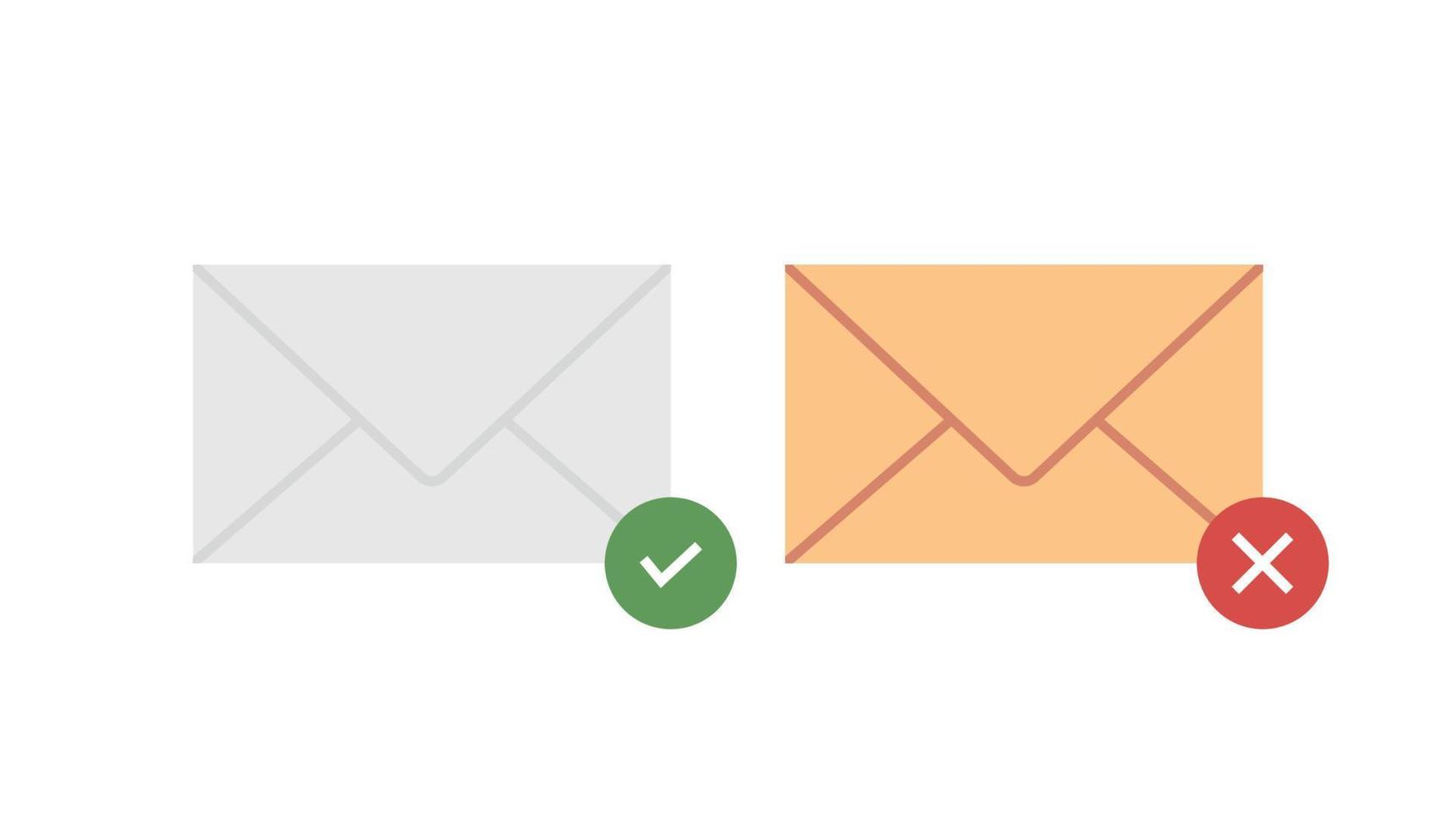 sinal de confirmação no símbolo de e-mail e verificação de leitura de e-mail conceito simples ilustração vetorial plana. vetor