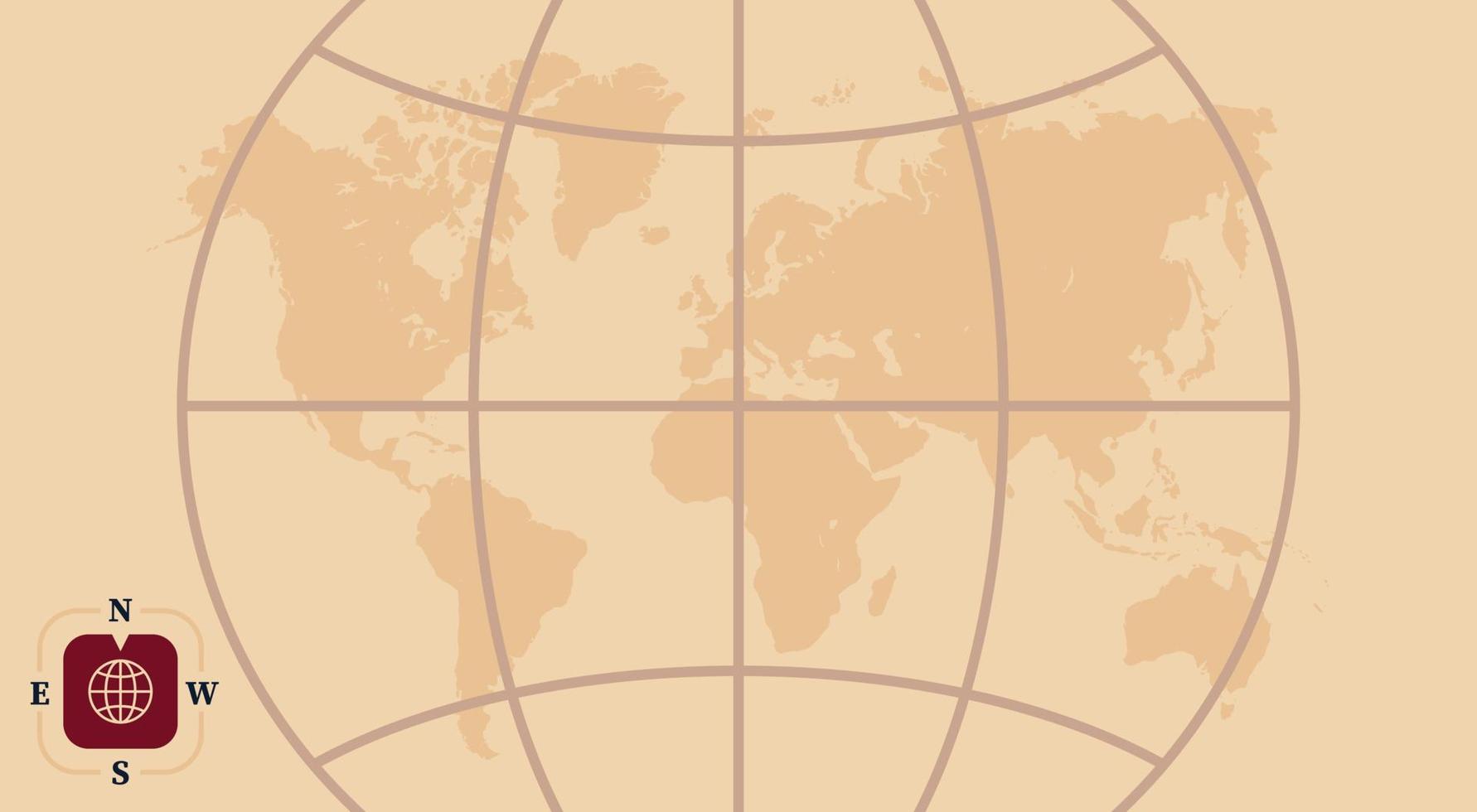mapa da terra descoberta e ilustração em vetor plana do mapa do mundo.