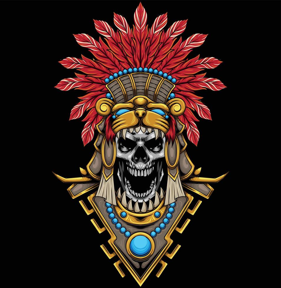 ilustração de guerreiro asteca com vetor de estoque de qualidade premium