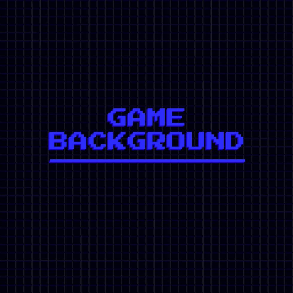 fundo de pixel preto para o início do jogo tetris, mosaico bloqueia o cenário de videogame vintage. padrão sem emenda. texto azul. vetor