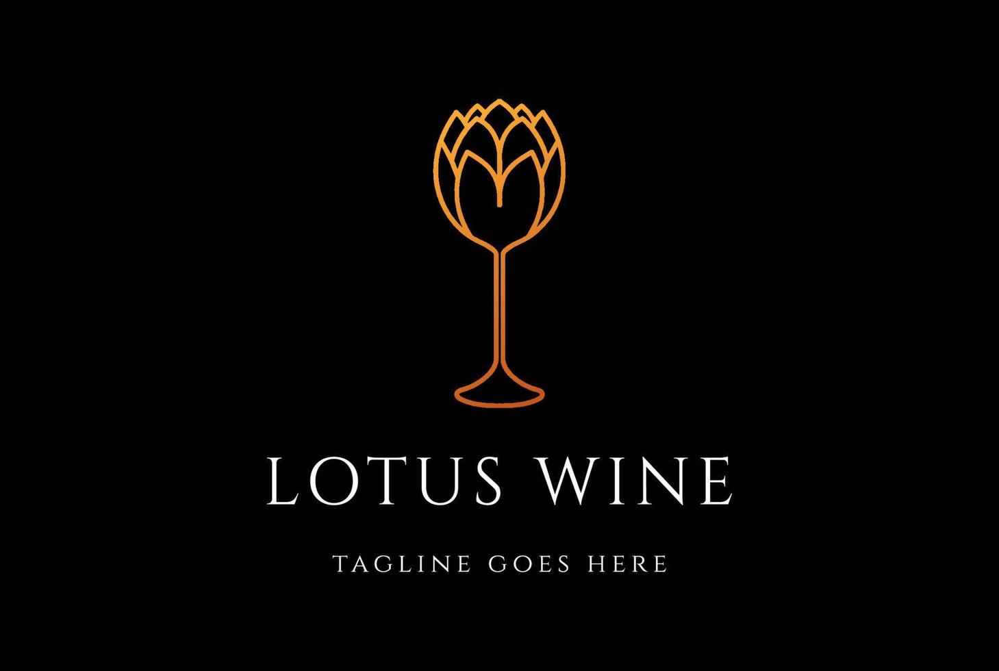 copo de vinho em forma de flor de lótus de luxo elegante para vetor de design de logotipo de bar