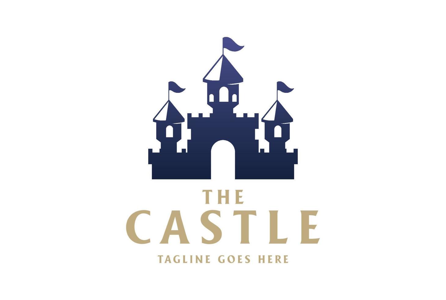 silhueta de castelo de férias divertidas para vetor de design de logotipo de parque de recreação de circo