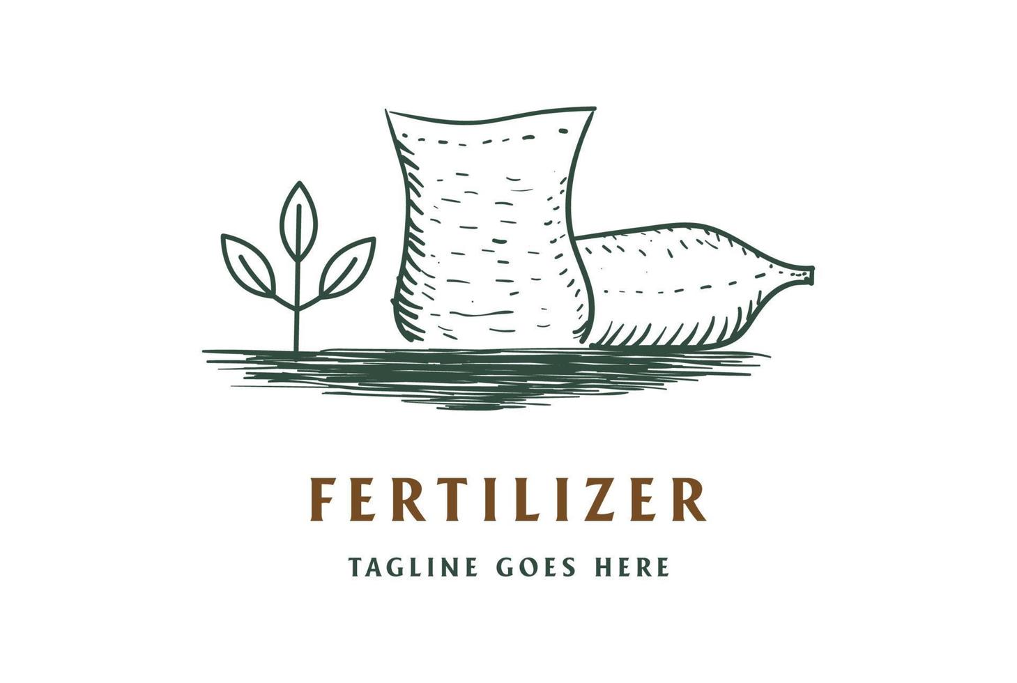 saco de fertilizante vintage retrô para cultivar vetor de design de logotipo de fazenda ou jardim
