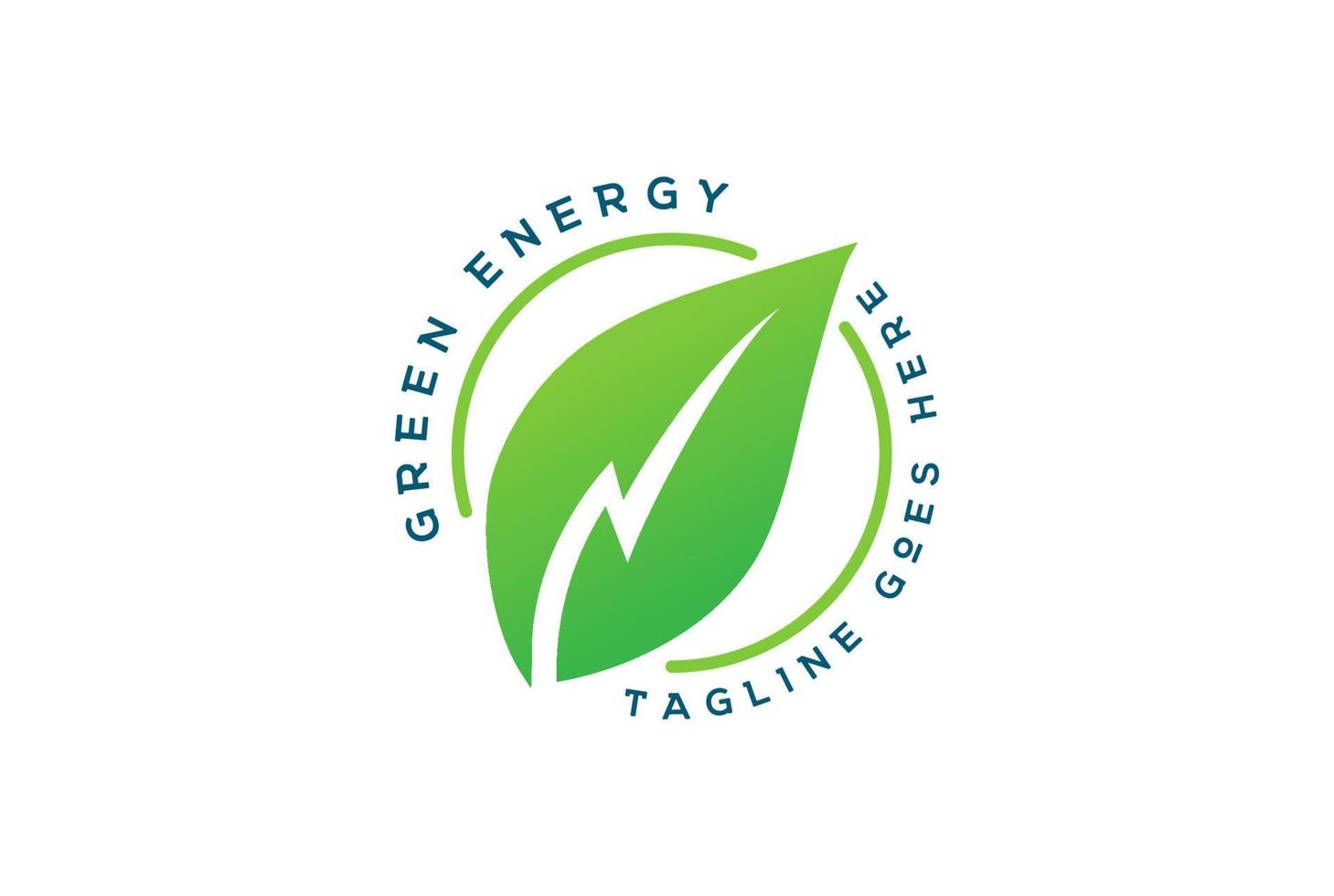 árvore de folha verde minimalista simples com luz elétrica para vetor de design de logotipo bio renovável