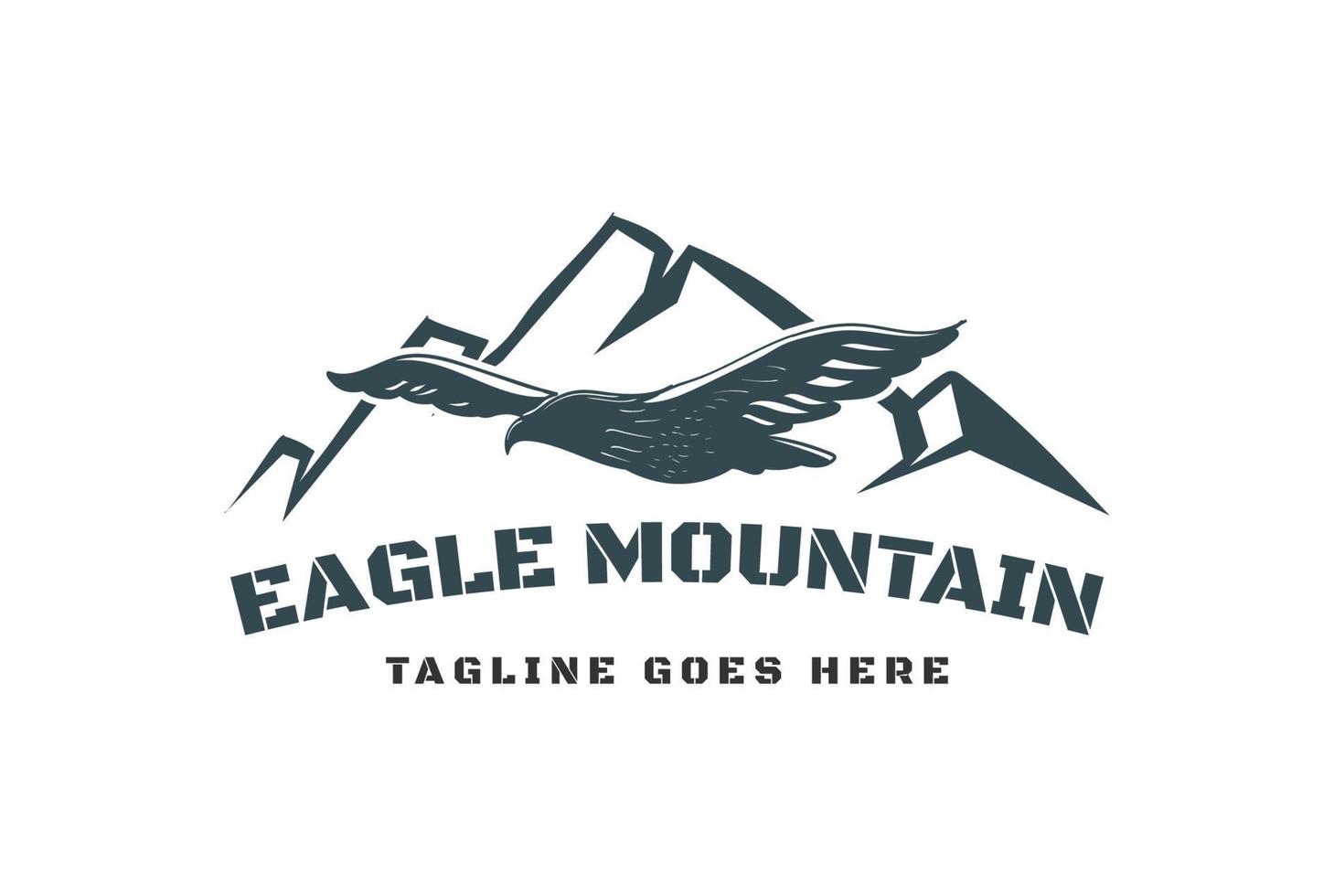 falcão de falcão de águia voadora retrô com vetor de design de logotipo de iceberg ou montanha de gelo