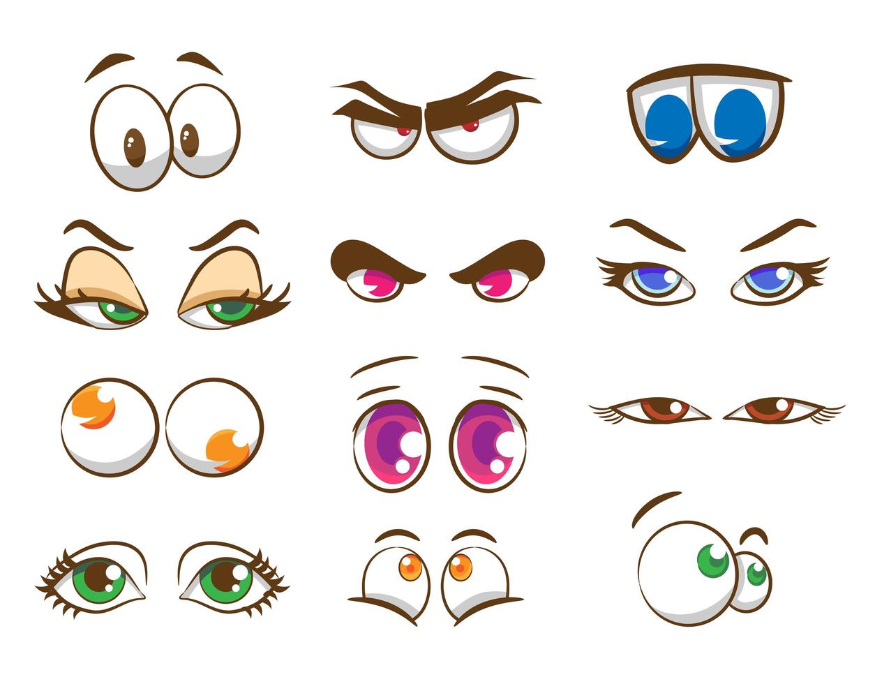 conjunto de olhos de desenho animado vetor