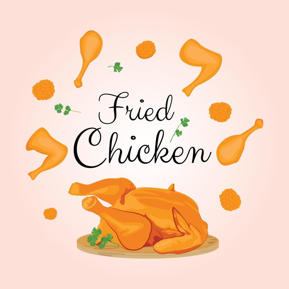 ilustração vetorial premium de frango frito vetor