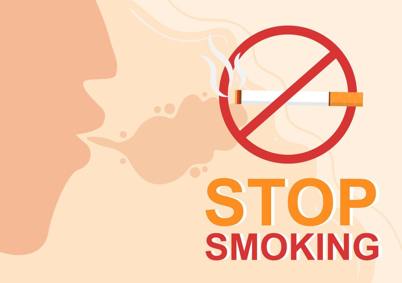 pare de fumar ou não cigarros para lutar contra o hábito de fumar insalubre, médico e como um aviso prévio na ilustração plana dos desenhos animados vetor