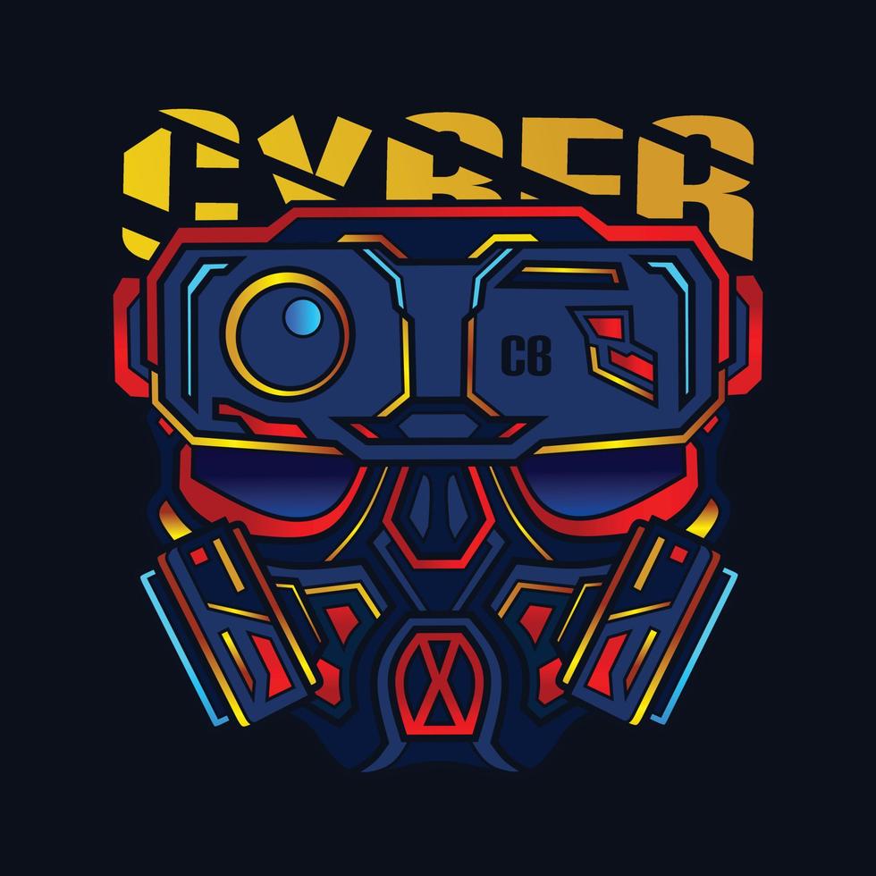 máscara cyberpunk vector logo ilustração cyber.