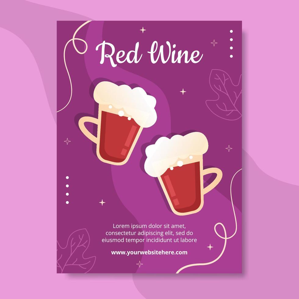 modelo de cartaz de festa de vinho ilustração em vetor plano de fundo dos desenhos animados