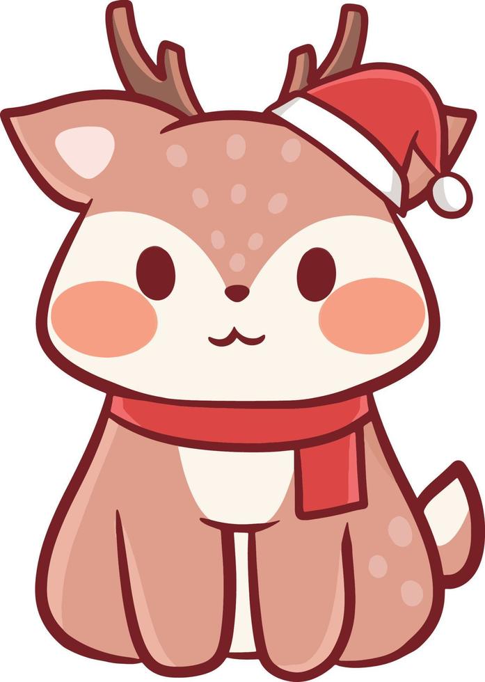 Feliz Natal, ilustração de desenho animado de Kawaii Chibi