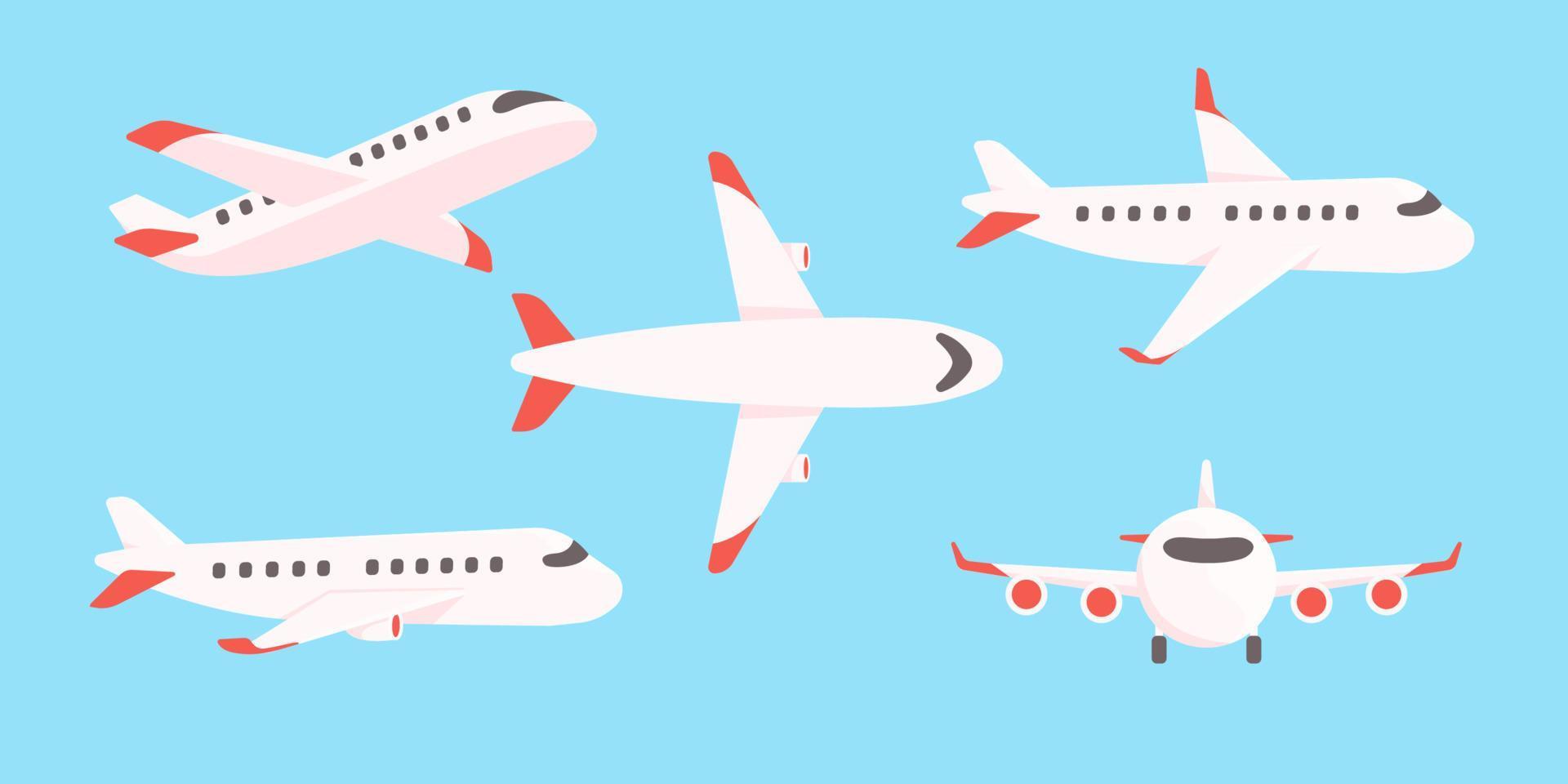 avião de passageiros voando na vista lateral do céu. conceito de viagem vetor
