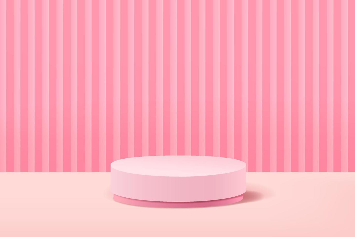 fundo de forma geométrica abstrata rosa pastel e pódio de pedestal redondo 3d vetor